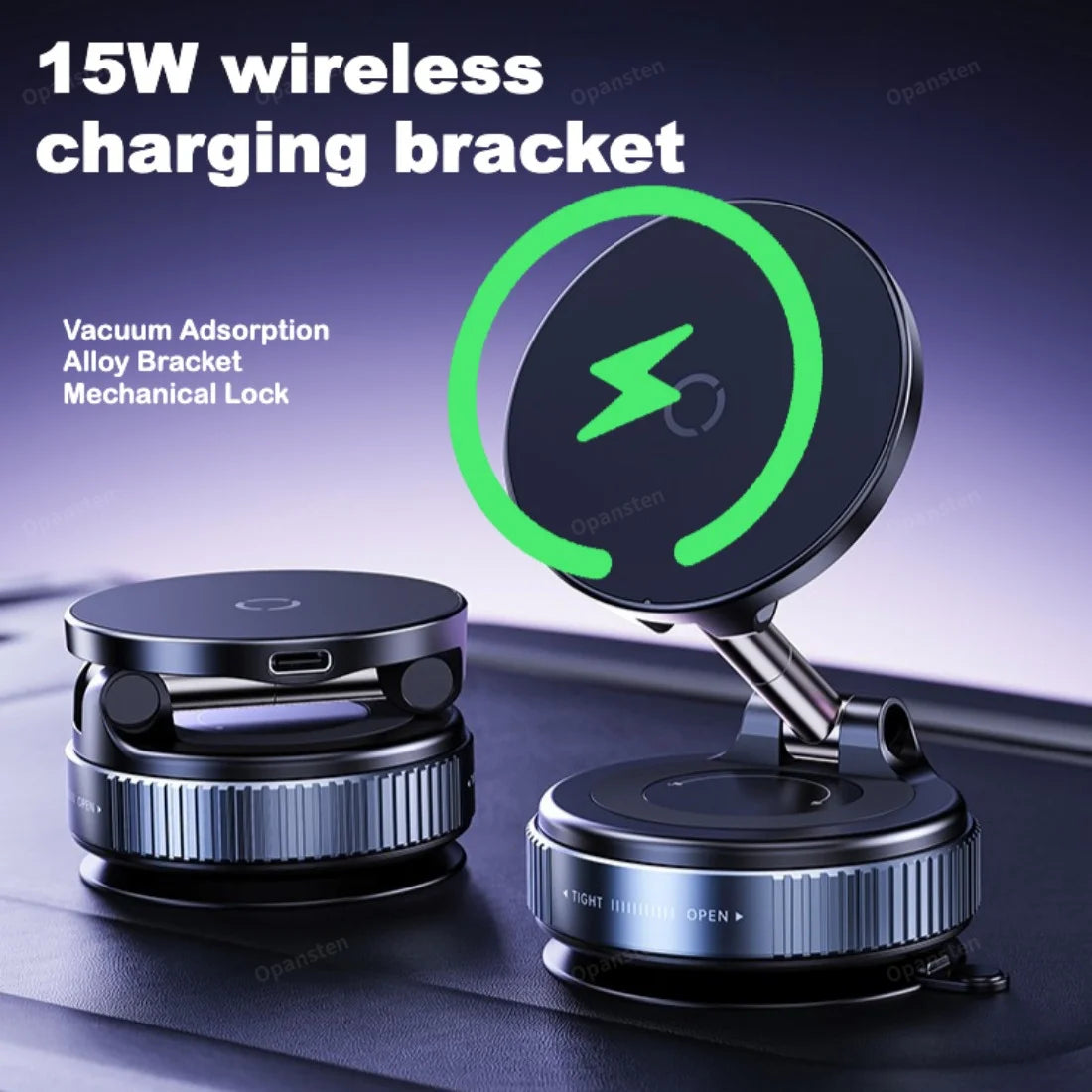 Super Strong Magnetic Car Wireless Charger Phone Holder 360° Rotation Vacuum Suction Cup For iPhone 12-16 Series Fast Charging