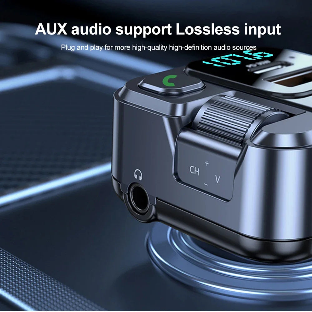 Transmetteur FM Bluetooth 5.1 pour Voiture – Lecteur MP3 Stéréo, Kit Mains Libres avec Port Aux 3,5mm & Charge Rapide USB-C 30W