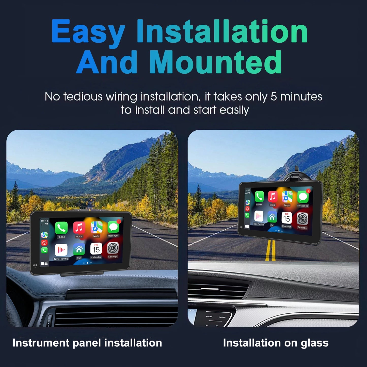 Autoradio Multimédia Écran Tactile 7’’ IPS – CarPlay & Android Auto, GPS, WiFi & Caméra de Recul