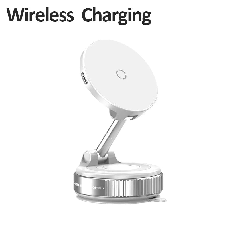 Super Strong Magnetic Car Wireless Charger Phone Holder 360° Rotation Vacuum Suction Cup For iPhone 12-16 Series Fast Charging