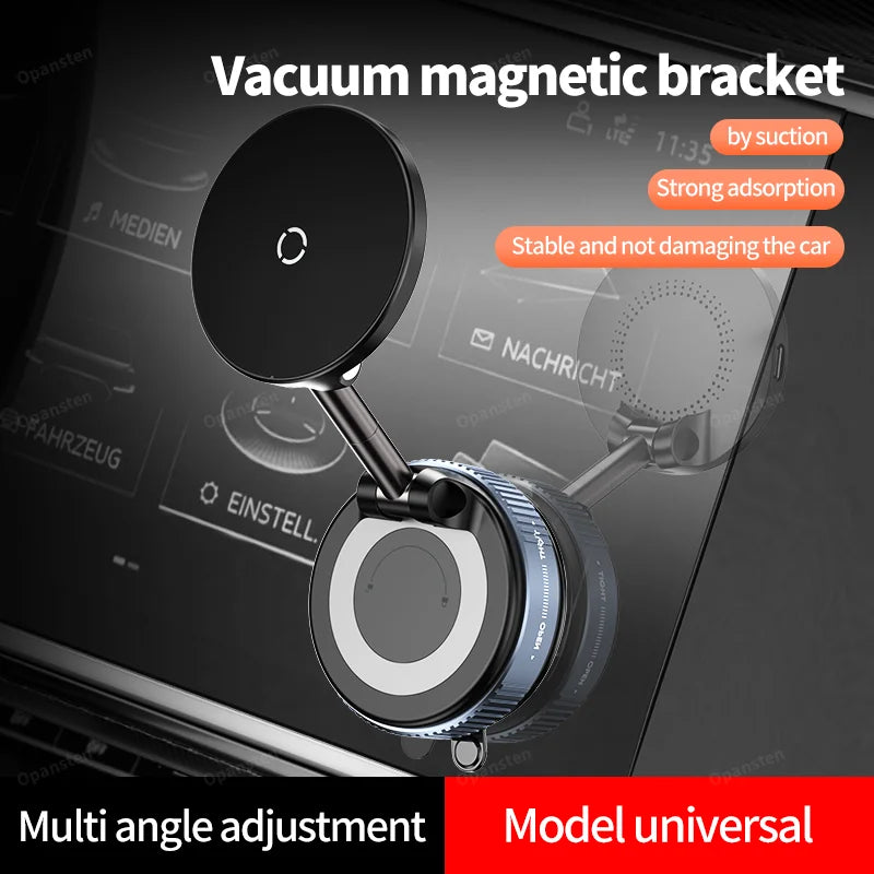 Super Strong Magnetic Car Wireless Charger Phone Holder 360° Rotation Vacuum Suction Cup For iPhone 12-16 Series Fast Charging