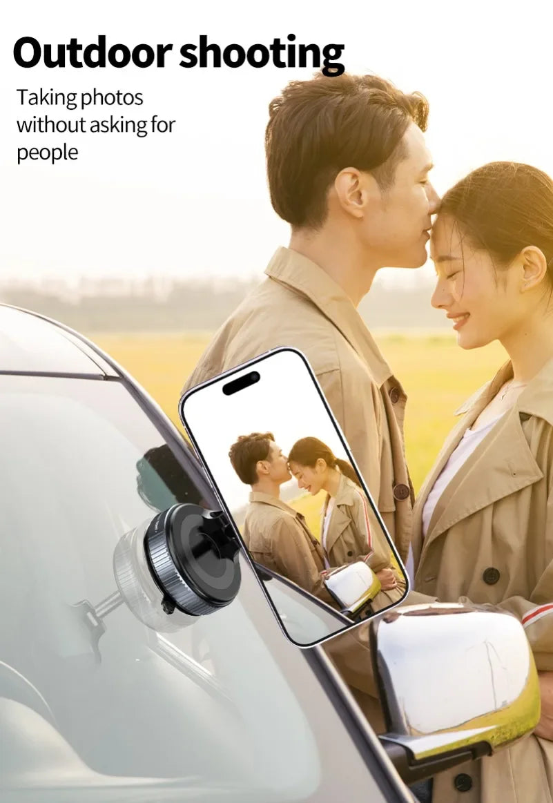 Super Strong Magnetic Car Wireless Charger Phone Holder 360° Rotation Vacuum Suction Cup For iPhone 12-16 Series Fast Charging