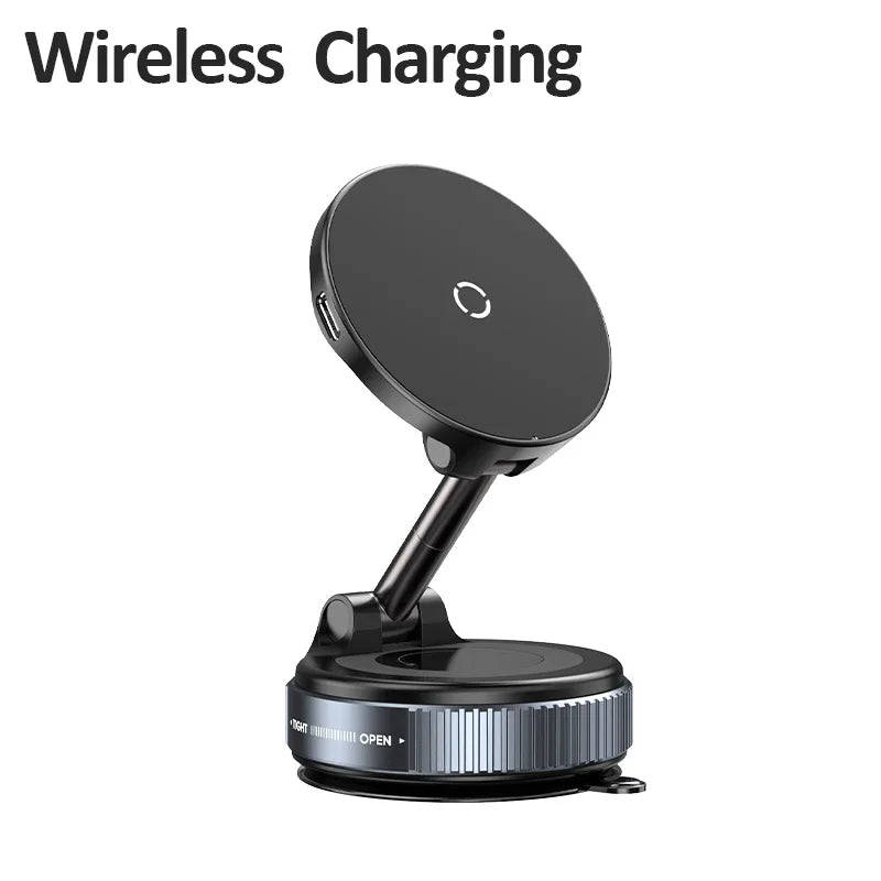 Super Strong Magnetic Car Wireless Charger Phone Holder 360° Rotation Vacuum Suction Cup For iPhone 12-16 Series Fast Charging