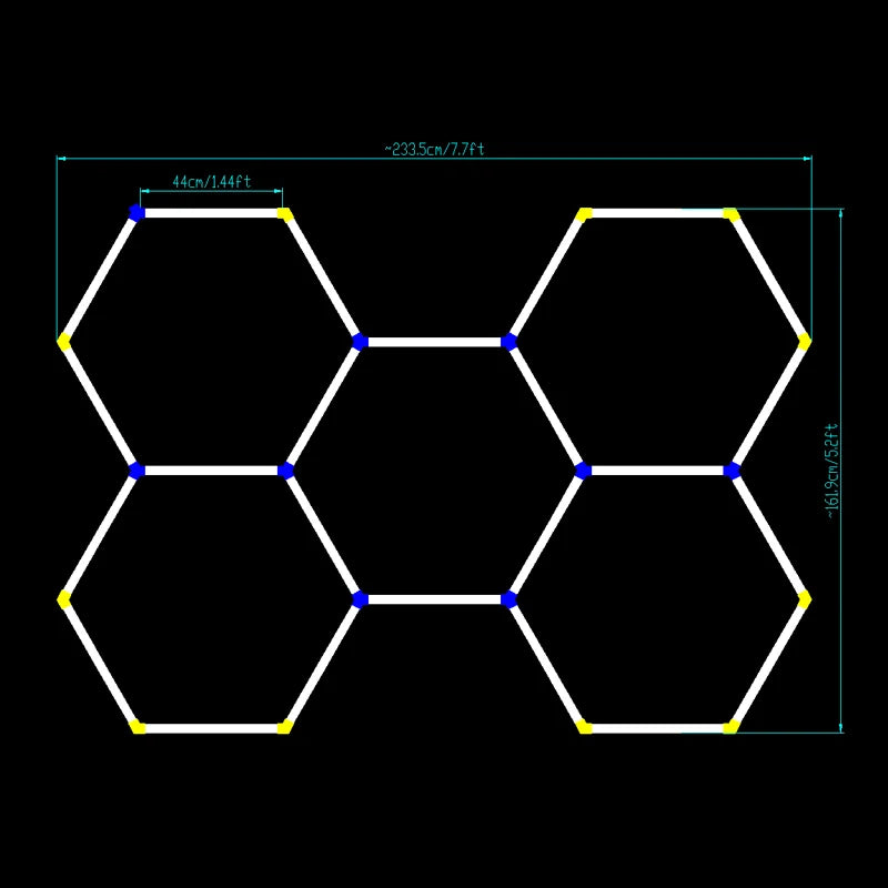 Plafonnier hexagonal en accent d'abeille pour garage, tube LED, éclairage pour réparation de carrosserie automobile, lampe d'atelier, 110V-240V