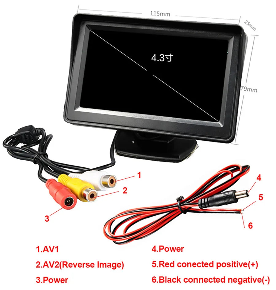 Écran de Recul 4,3’’ Rotatif avec Caméra Grand Angle 160° – Installation Facile, Compatible Multi-Véhicules