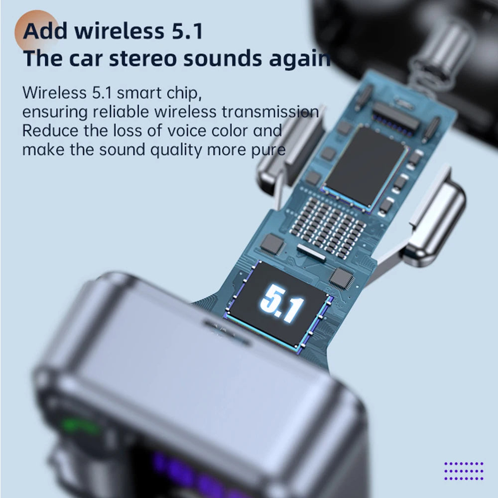 Transmetteur FM Bluetooth 5.1 pour Voiture – Lecteur MP3 Stéréo, Kit Mains Libres avec Port Aux 3,5mm & Charge Rapide USB-C 30W