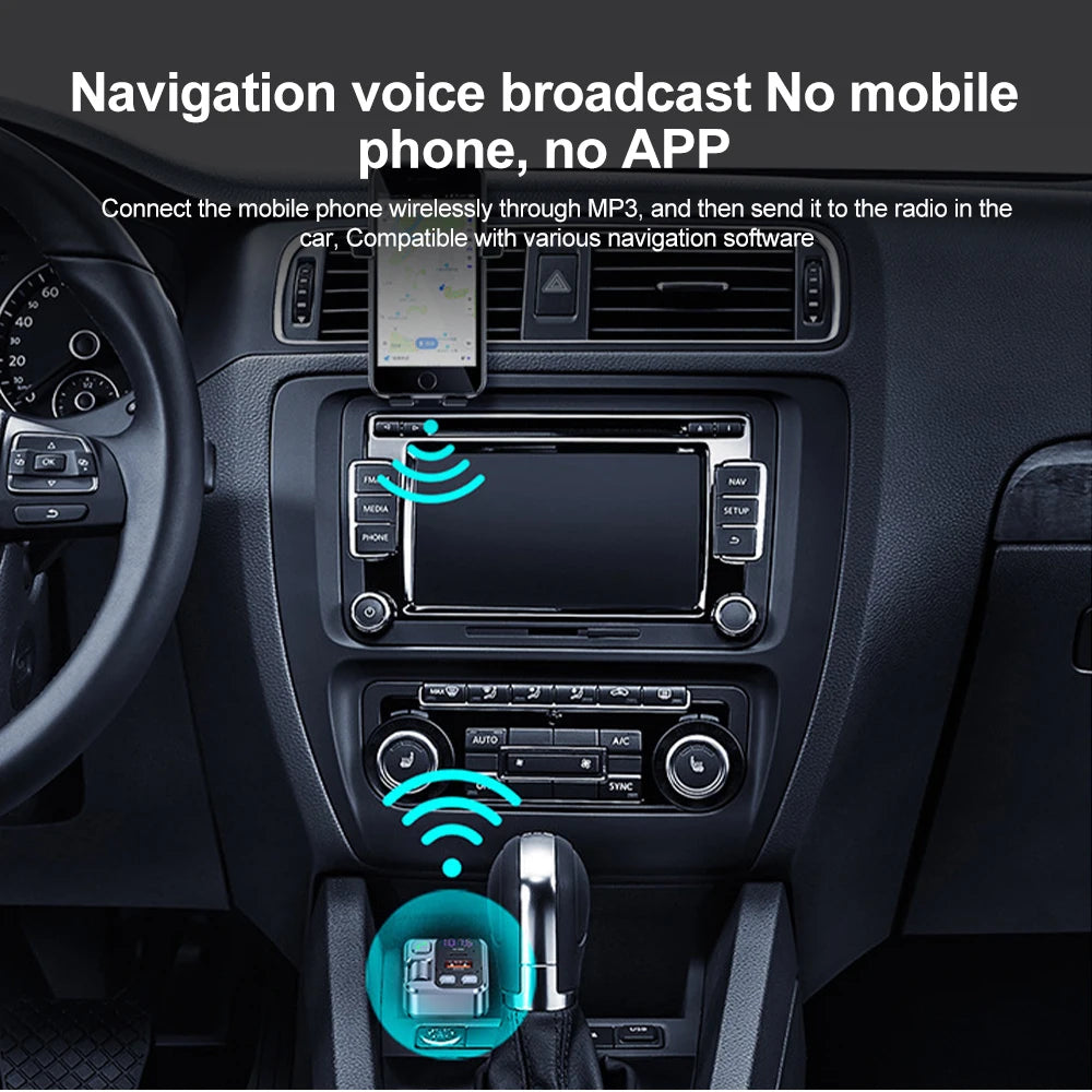Transmetteur FM Bluetooth 5.1 pour Voiture – Lecteur MP3 Stéréo, Kit Mains Libres avec Port Aux 3,5mm & Charge Rapide USB-C 30W