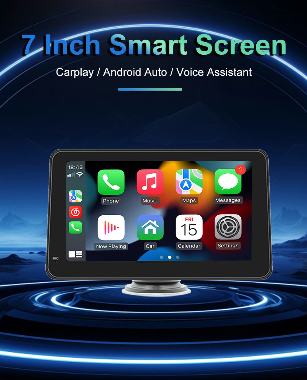 Autoradio Multimédia Écran Tactile 7’’ IPS – CarPlay & Android Auto, GPS, WiFi & Caméra de Recul