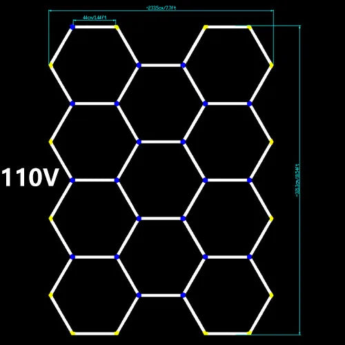 Plafonnier hexagonal en accent d'abeille pour garage, tube LED, éclairage pour réparation de carrosserie automobile, lampe d'atelier, 110V-240V