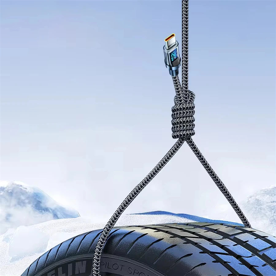 Câble de Charge Super Rapide 120W Type-C vers Type-C – Affichage LED, Transfert de Données USB-C