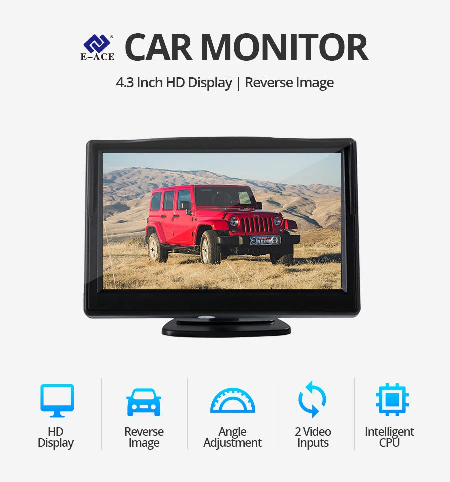 Écran de Recul 4,3’’ Rotatif avec Caméra Grand Angle 160° – Installation Facile, Compatible Multi-Véhicules