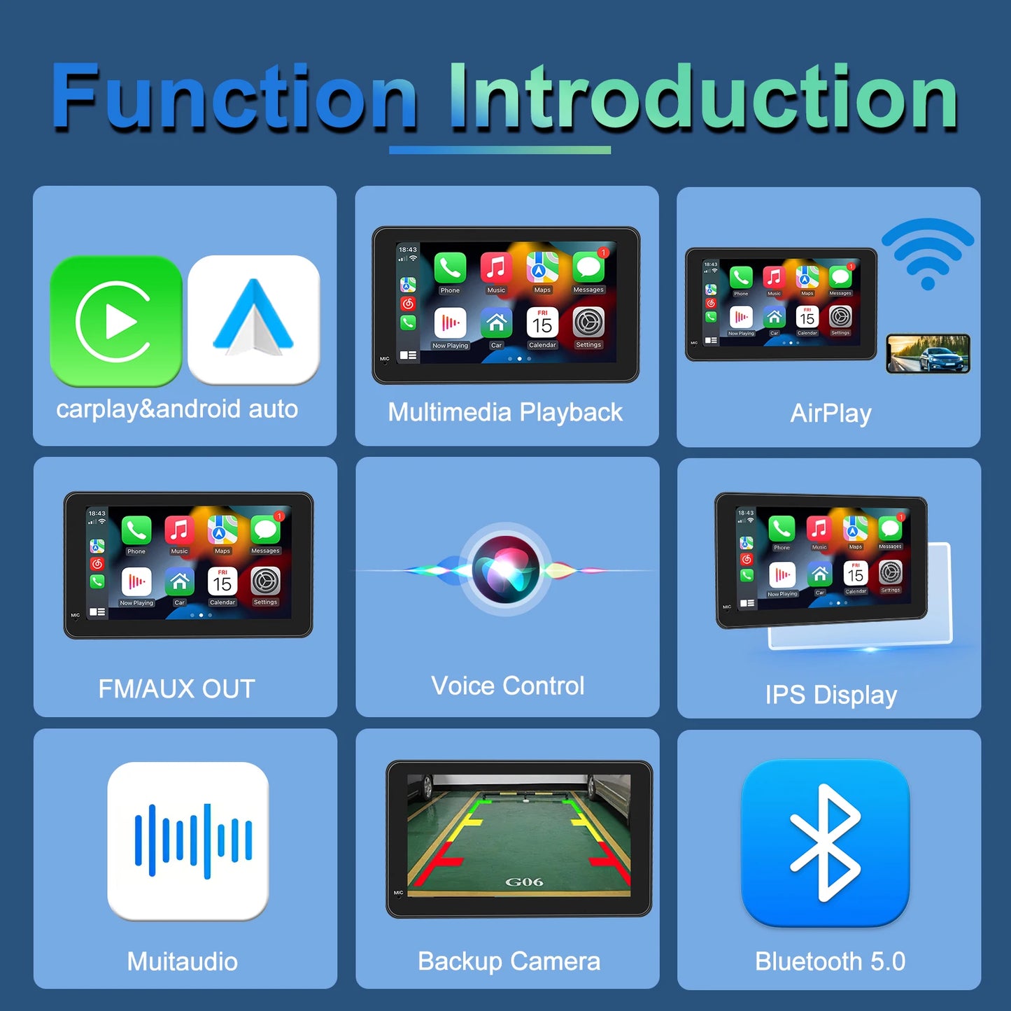 Autoradio Multimédia Écran Tactile 7’’ IPS – CarPlay & Android Auto, GPS, WiFi & Caméra de Recul
