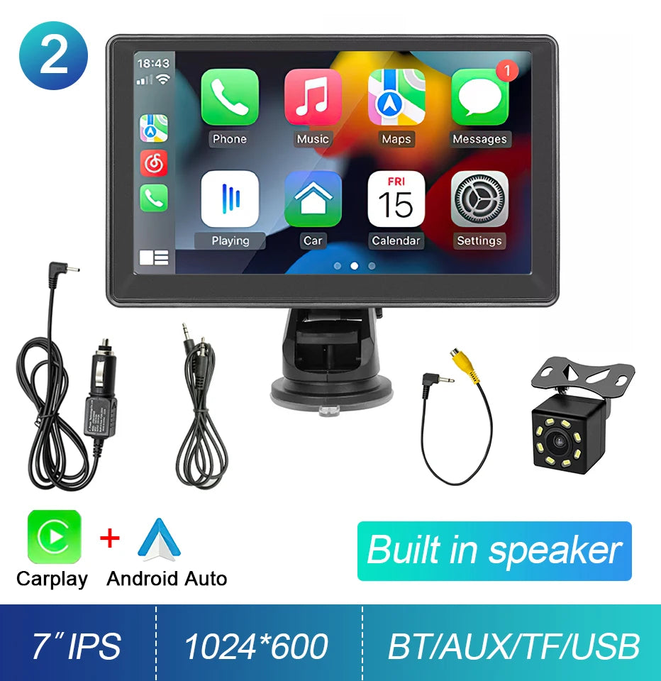 Autoradio Multimédia Écran Tactile 7’’ IPS – CarPlay & Android Auto, GPS, WiFi & Caméra de Recul