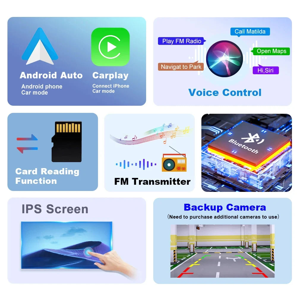 Autoradio Multimédia Écran Tactile 7’’ IPS – CarPlay & Android Auto, GPS, WiFi & Caméra de Recul