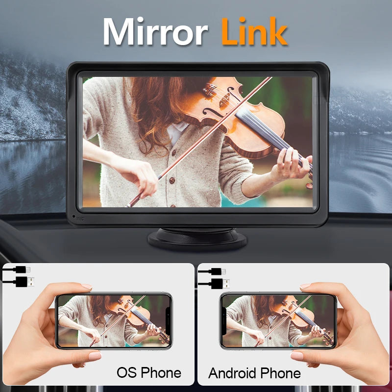 Autoradio Multimédia 7’’ Écran Tactile – CarPlay & Android Auto Sans Fil, Portable & Universel