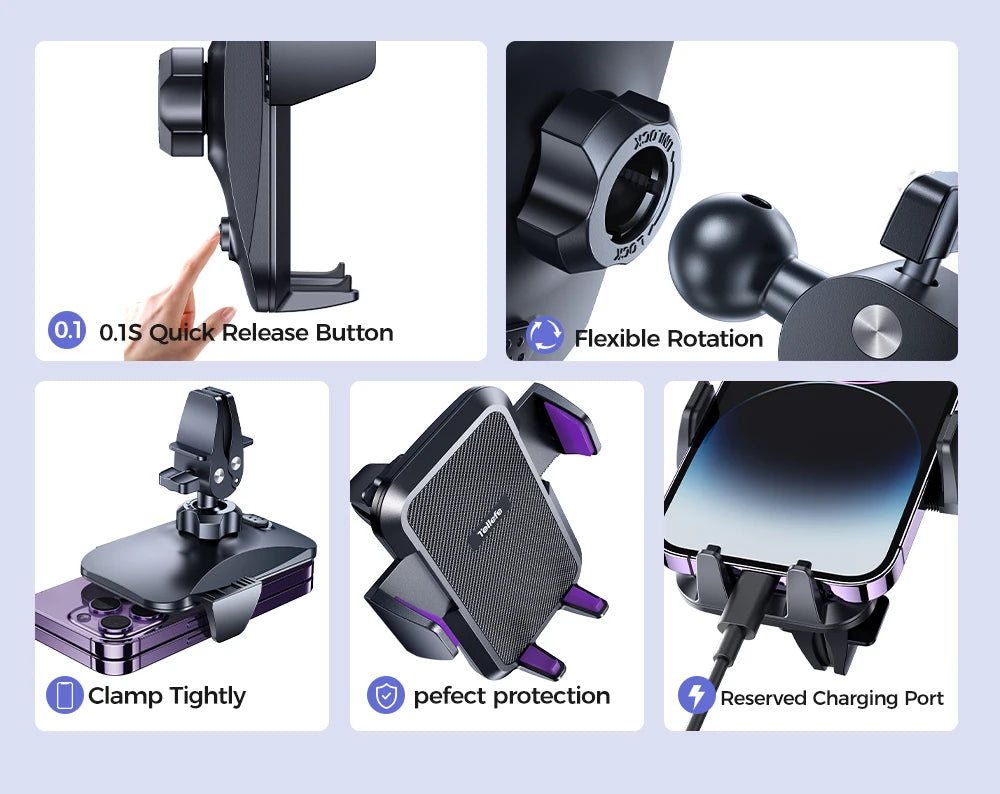 Joyroom JR-ZS230 – Support Téléphone Voiture Air Vent 2023, Rotation 360°, Fixation Ultra-Résistante & Compatible 99% Smartphones