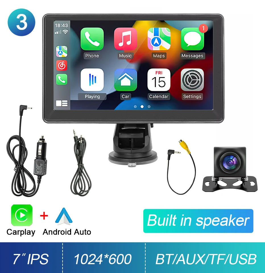 Autoradio Multimédia Écran Tactile 7’’ IPS – CarPlay & Android Auto, GPS, WiFi & Caméra de Recul