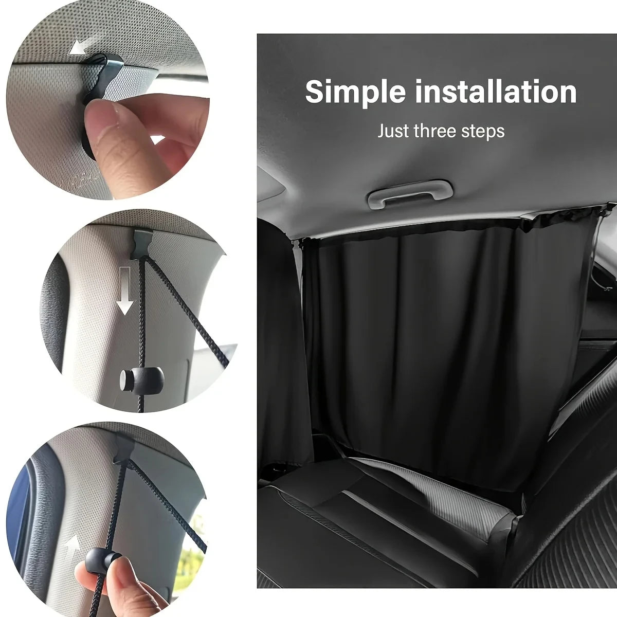 Lot de 4 Rideaux de Voiture – Protection Intimité & Anti-Lumière, Faciles à Installer et Amovibles