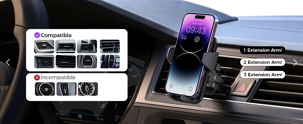 Joyroom JR-ZS230 – Support Téléphone Voiture Air Vent 2023, Rotation 360°, Fixation Ultra-Résistante &amp; Compatible 99% Smartphones