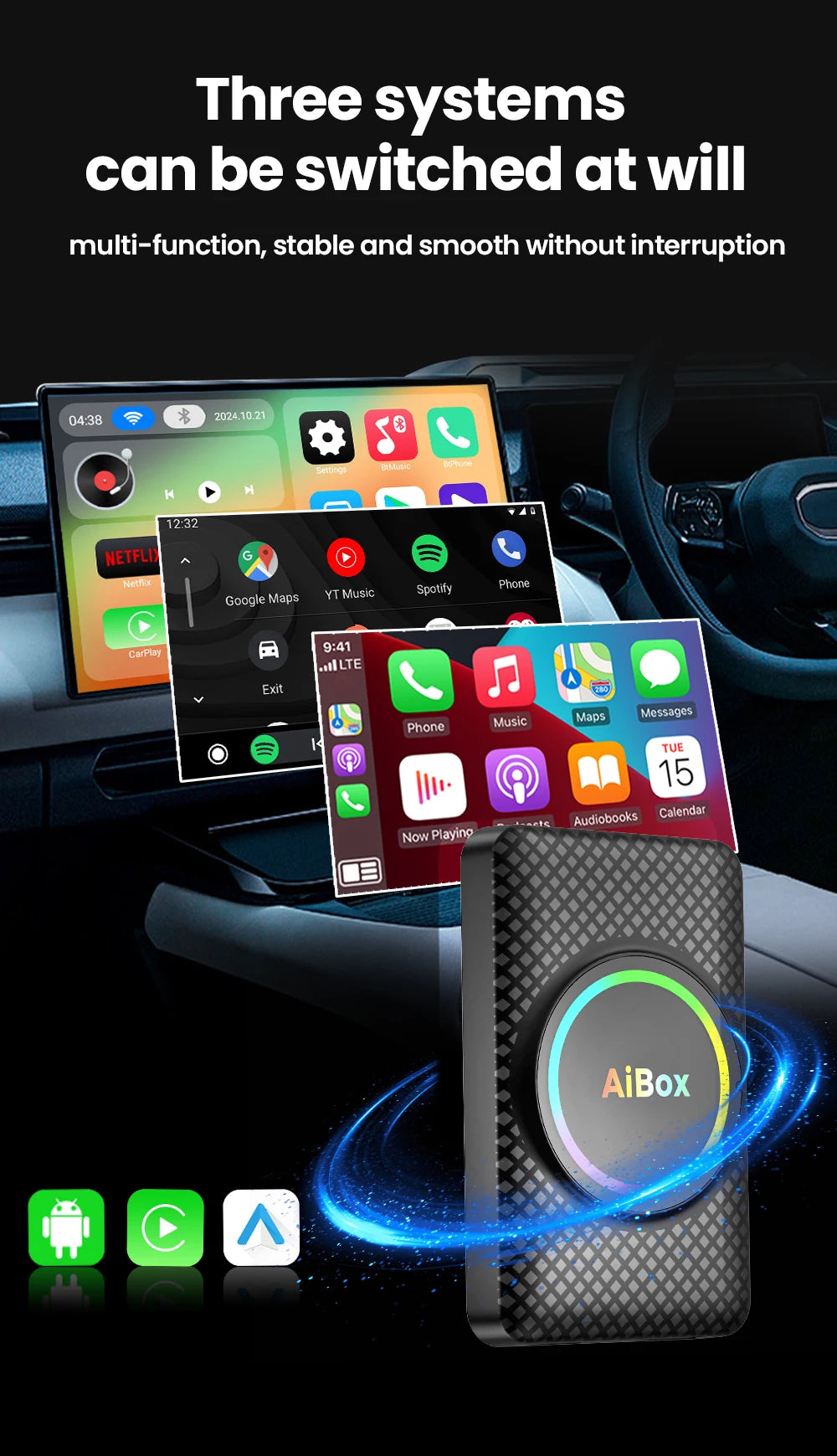 Android 14 HDMI TV Box Carplay Wireless Android Auto Smart Ai Box RK3528 For Netflix Youtube For OEM Car CarPlay/Android Auto