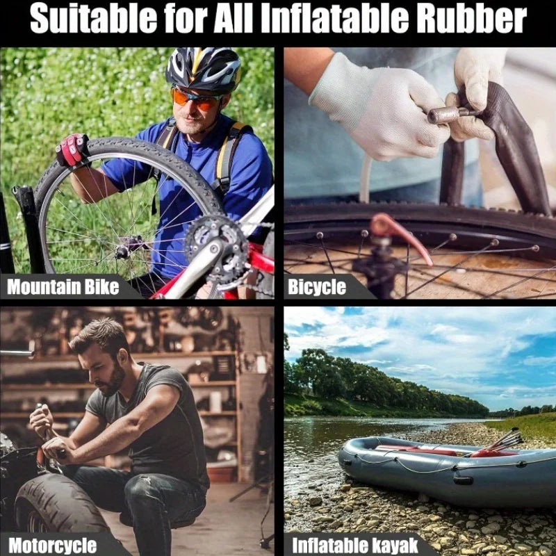 Kit de réparation de pneus d'urgence avec bandes de caoutchouc, sonde et colle – Fixation rapide en bord de route pour voitures, motos ou vélos, portable