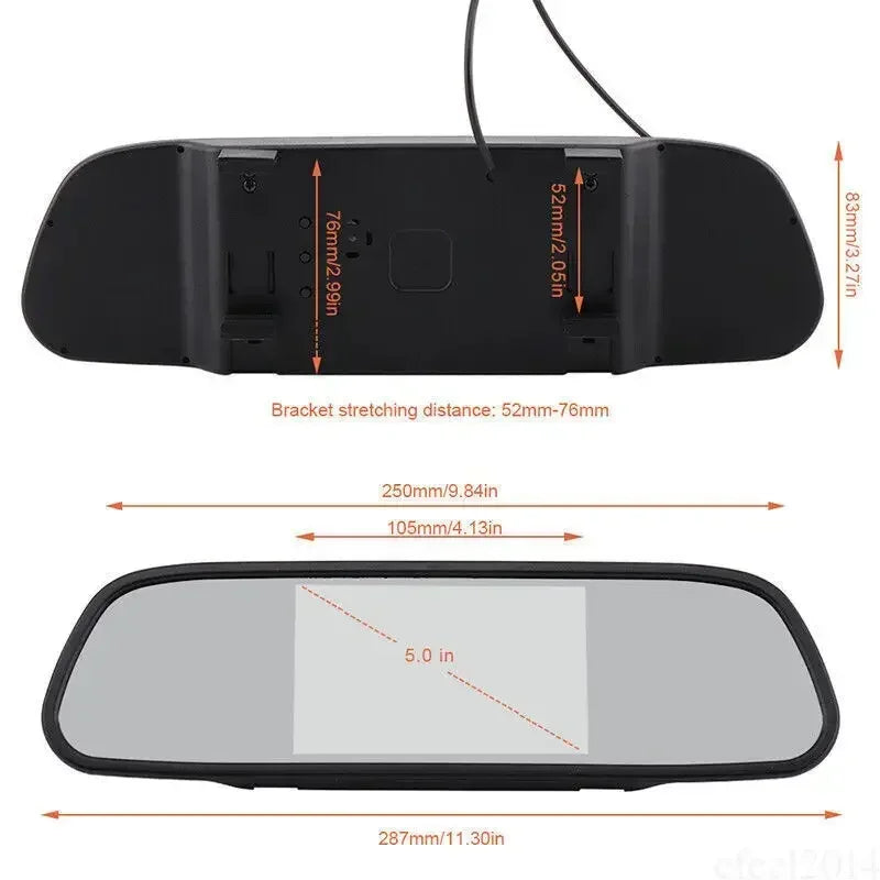 Rétroviseur Écran 5’’ avec Caméra de Recul – Système de Stationnement & Vision Nocturne
