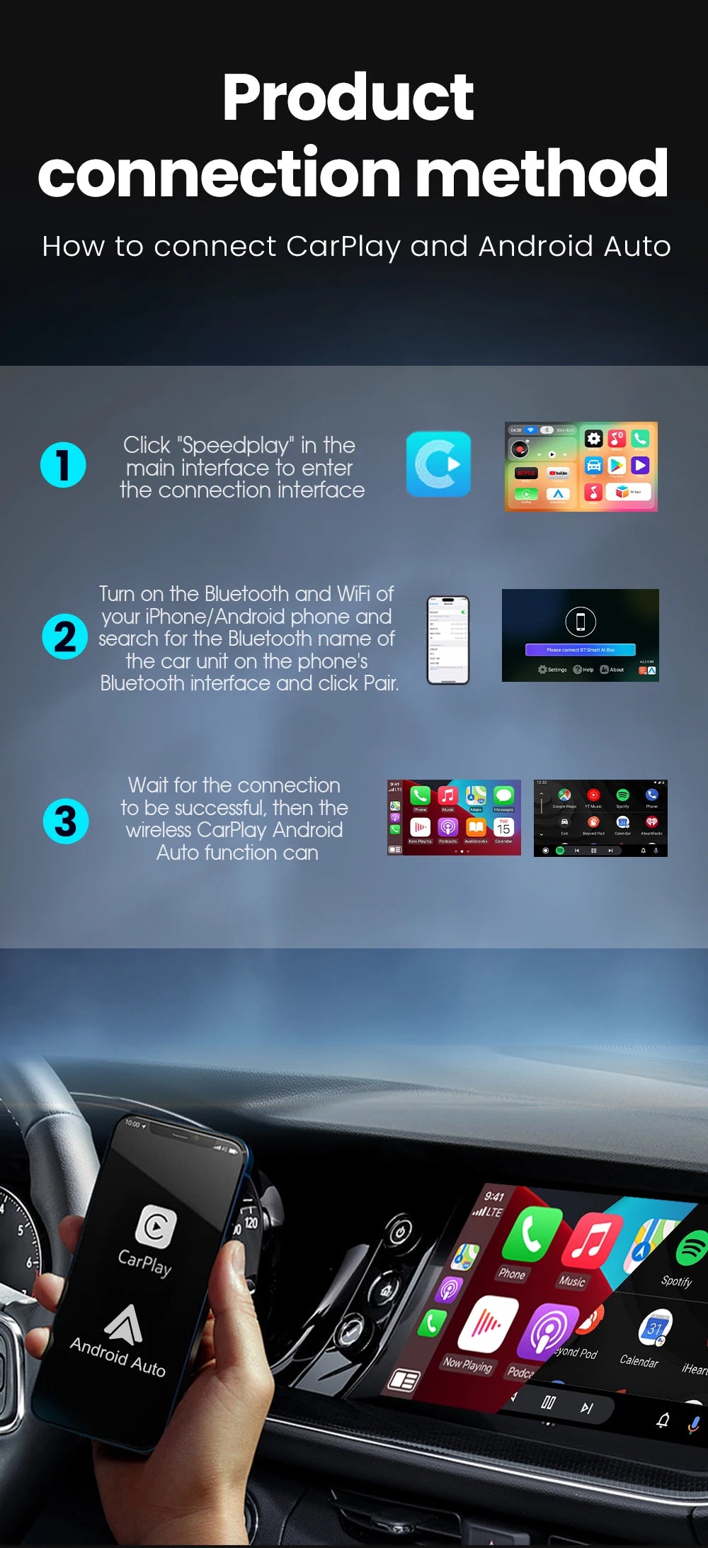 Android 14 HDMI TV Box Carplay Wireless Android Auto Smart Ai Box RK3528 For Netflix Youtube For OEM Car CarPlay/Android Auto