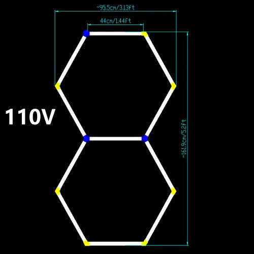 Plafonnier hexagonal en accent d'abeille pour garage, tube LED, éclairage pour réparation de carrosserie automobile, lampe d'atelier, 110V-240V