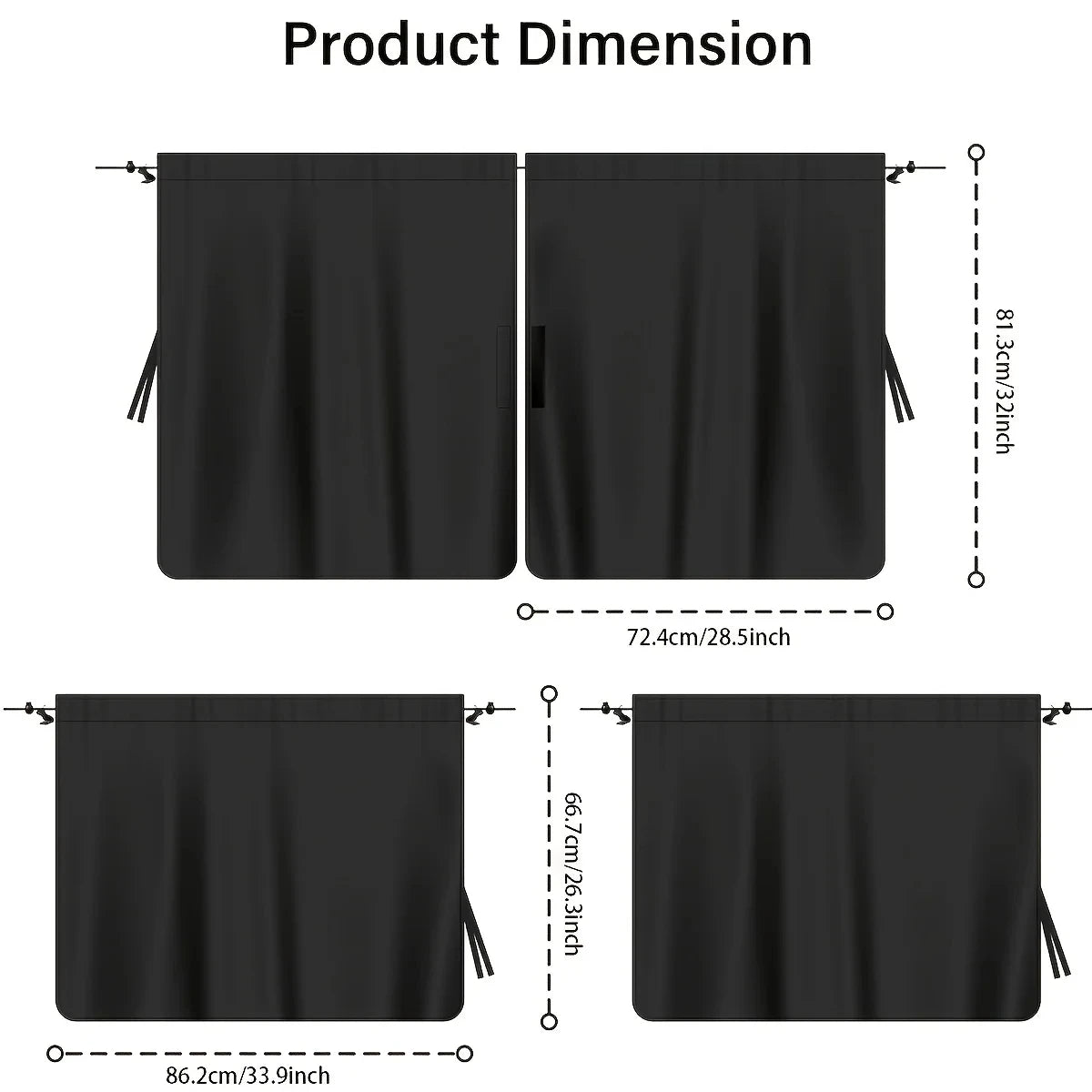 Lot de 4 Rideaux de Voiture – Protection Intimité & Anti-Lumière, Faciles à Installer et Amovibles