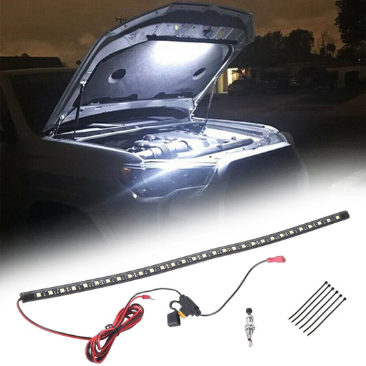 Barre lumineuse LED blanche universelle pour capot – Éclairage de moteur avec interrupteur automatique On/Off – Idéale pour voitures, SUV, pickups et véhicules tout-terrain