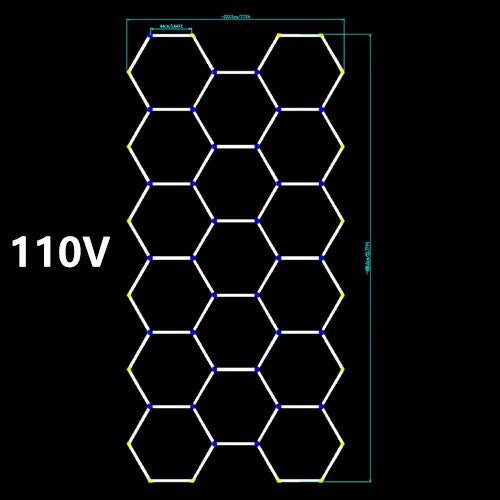 Plafonnier hexagonal en accent d'abeille pour garage, tube LED, éclairage pour réparation de carrosserie automobile, lampe d'atelier, 110V-240V