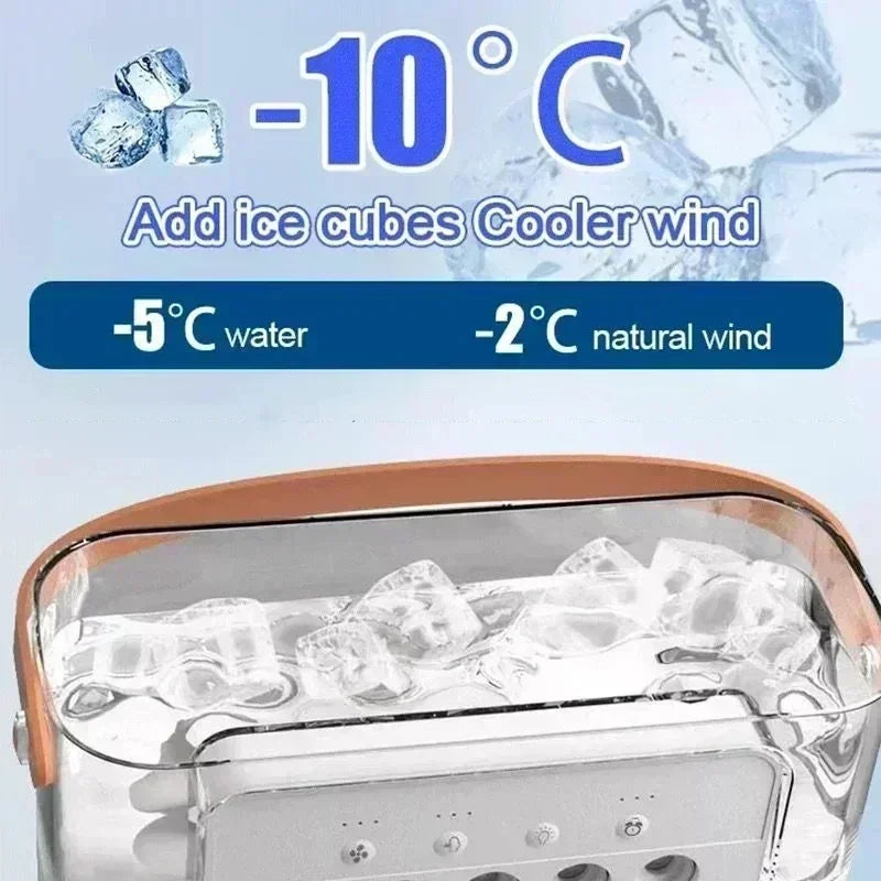 Mini Climatiseur 3-en-1 – Ventilateur, Rafraîchisseur d’Air & Humidificateur avec Veilleuse LED, Portable pour Maison & Bureau