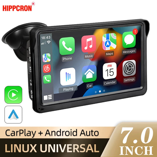 Autoradio Multimédia 7’’ Écran Tactile – CarPlay & Android Auto Sans Fil, Portable & Universel