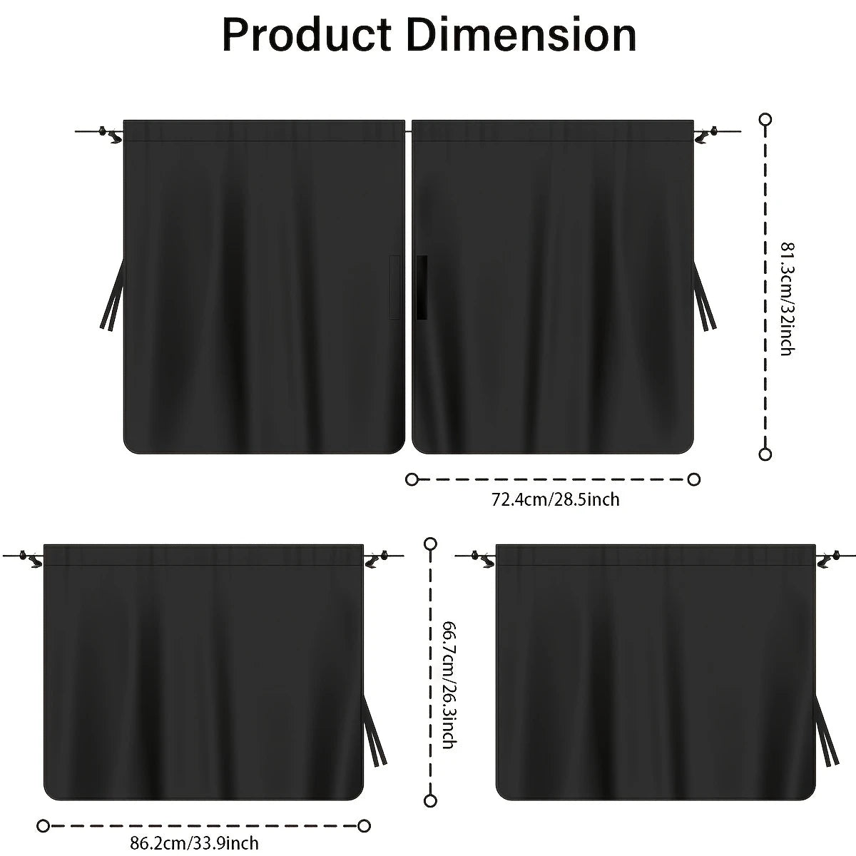 Lot de 4 Rideaux de Voiture – Protection Intimité & Anti-Lumière, Faciles à Installer et Amovibles