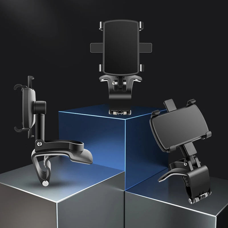 Support Téléphone Multifonction pour Voiture – Fixation Rétroviseur & Tableau de Bord, Idéal pour GPS et Navigation