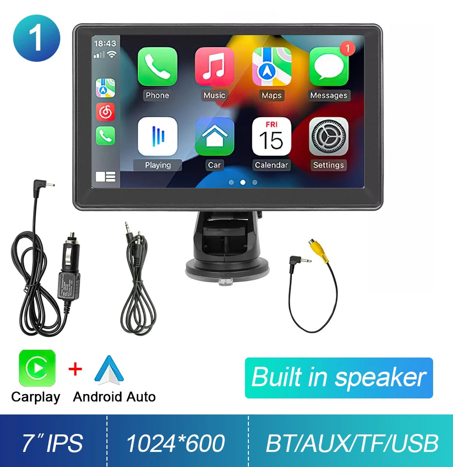 Autoradio Multimédia Écran Tactile 7’’ IPS – CarPlay & Android Auto, GPS, WiFi & Caméra de Recul