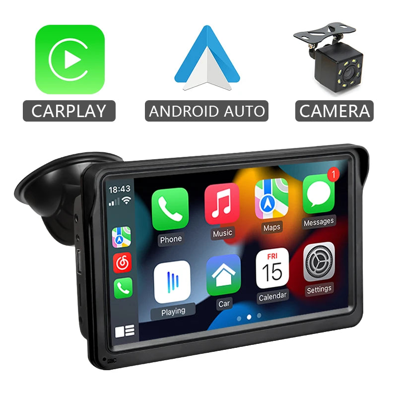 Autoradio Multimédia 7’’ Écran Tactile – CarPlay & Android Auto Sans Fil, Portable & Universel