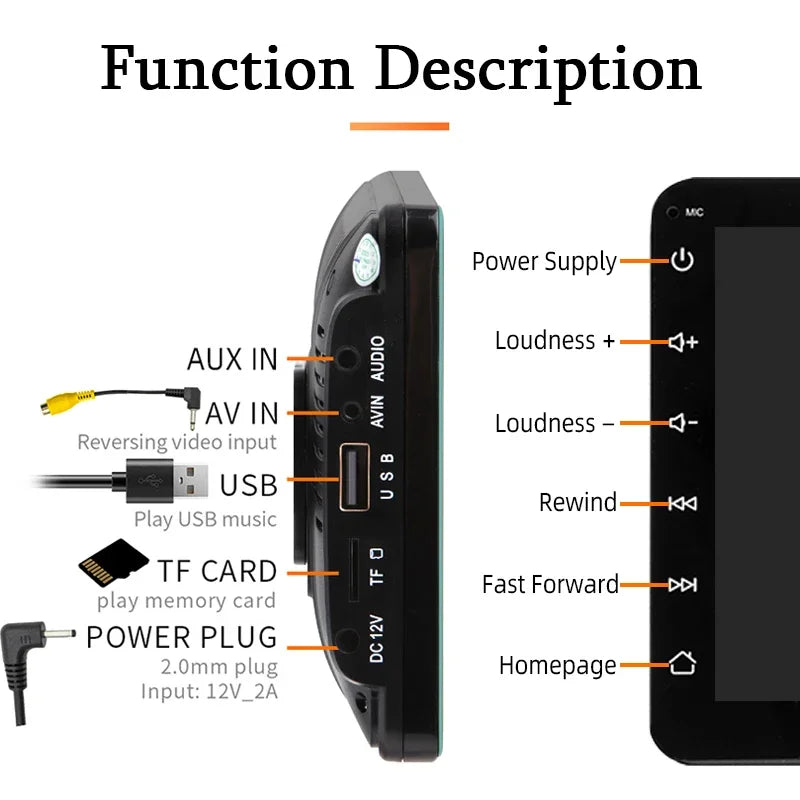 Autoradio Multimédia 7’’ Écran Tactile – CarPlay & Android Auto Sans Fil, Portable & Universel